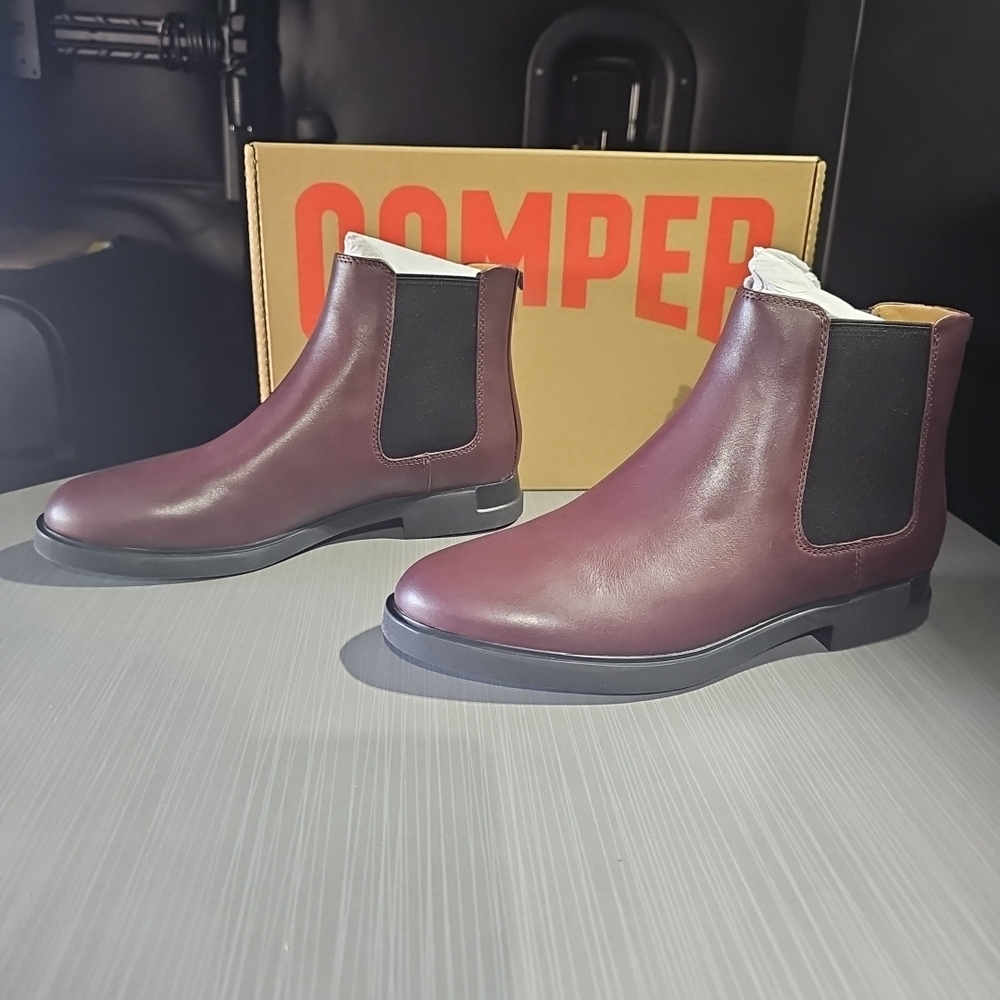 Camper Iman Ankle Boots Burgundy Leather Unisex Size Men‎ 6.5/Wmn 8.5 EU 36 New